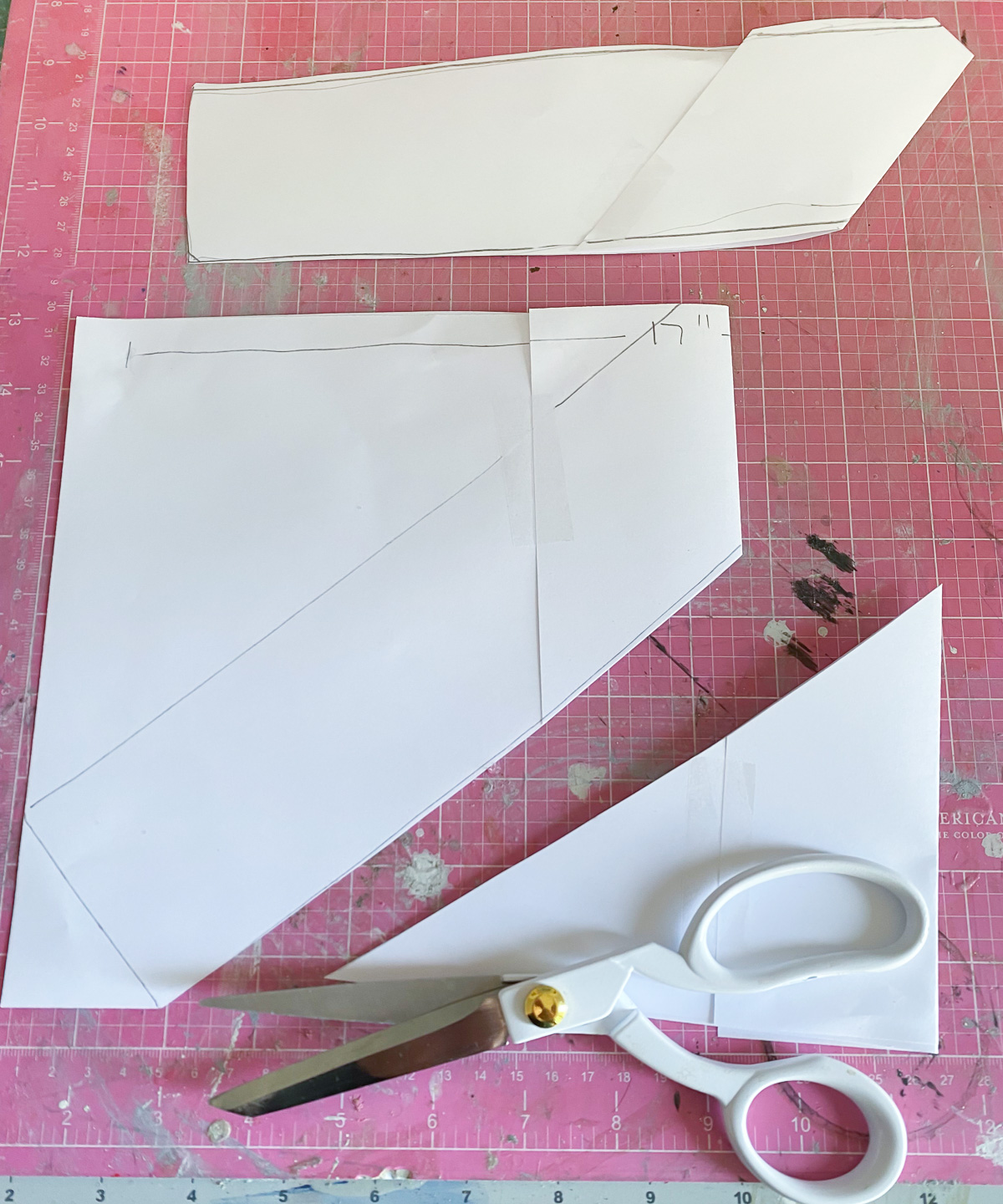 X template used to make an XO pillow for a sofa.
