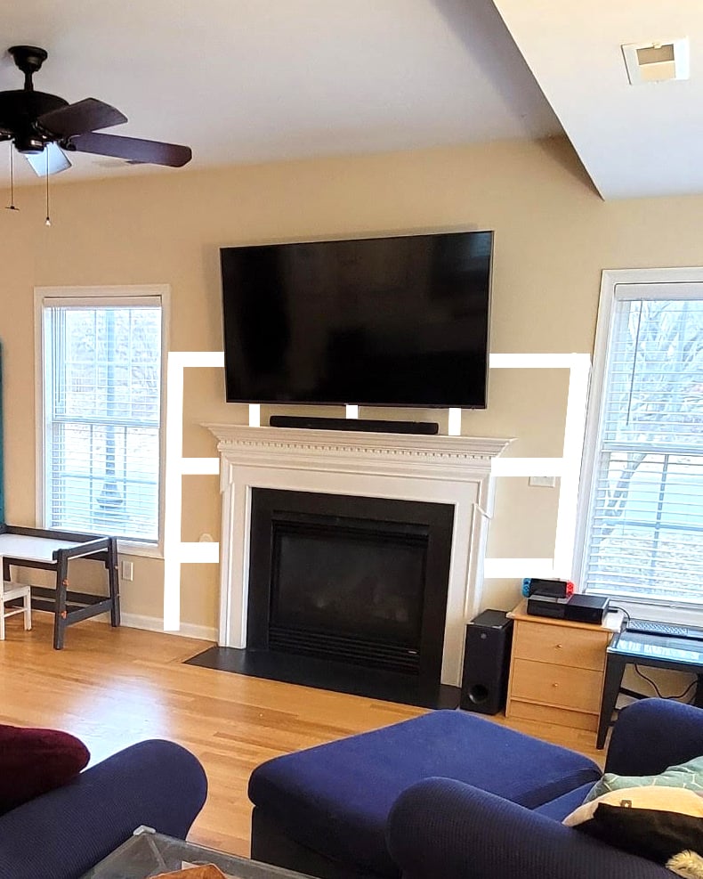 how to place trim molding to hide TV wires.