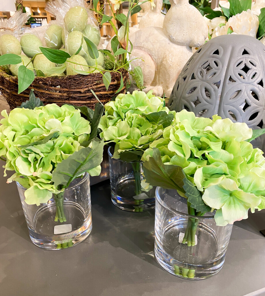 Easter flowers in drinking glasses