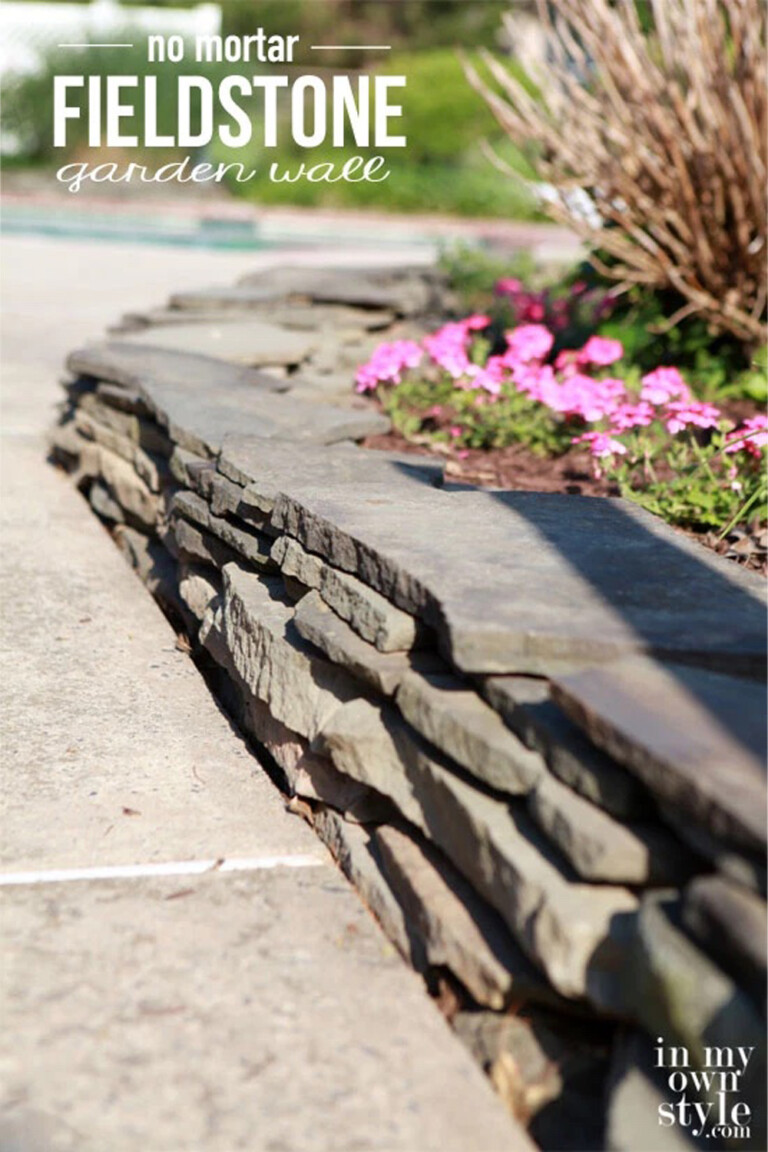 how to build a stone garden wall using natural fieldstones.