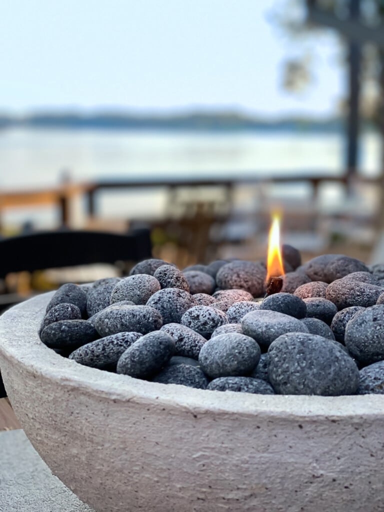 close up of lava rocks in DIY fire bowl