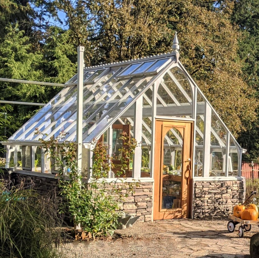 a very classic and pretty sturdi-bulit greenhouse