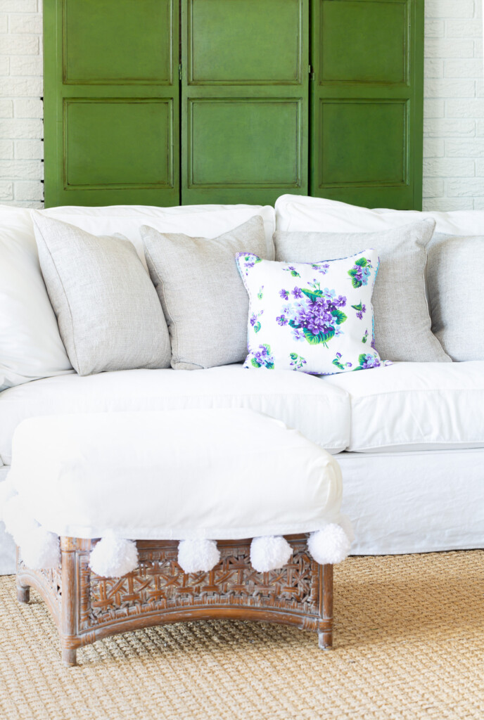 Glazing Furniture Techniques on a paneled wood screen in a living room.