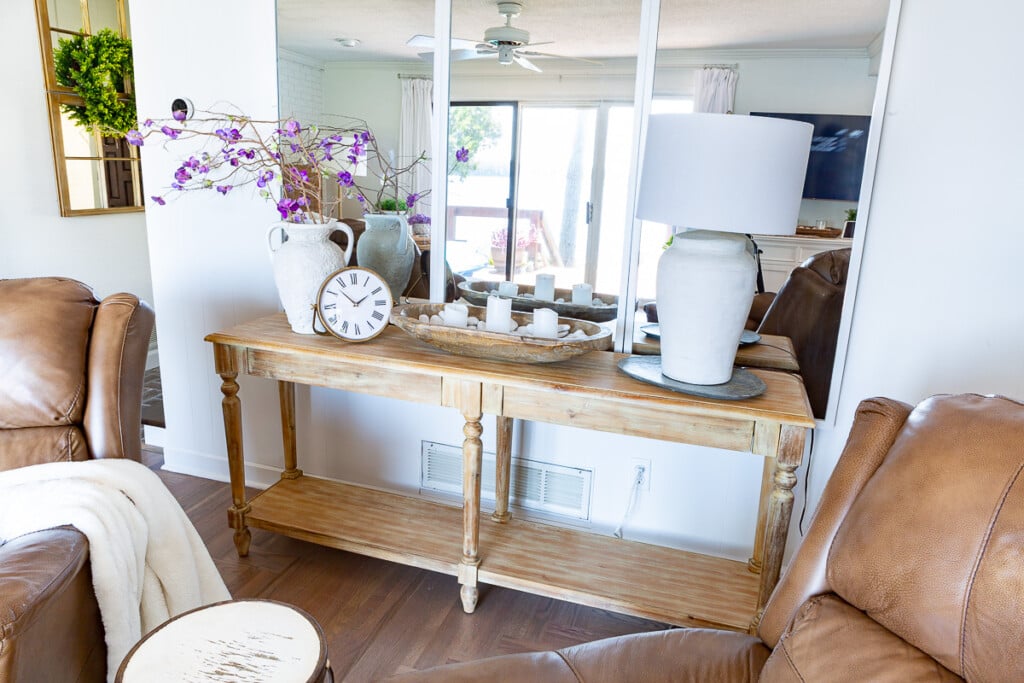 console table with empty bottom shelf