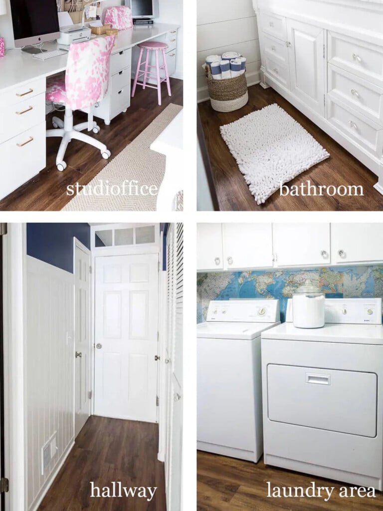 Nucore flooring shown in 4 rooms