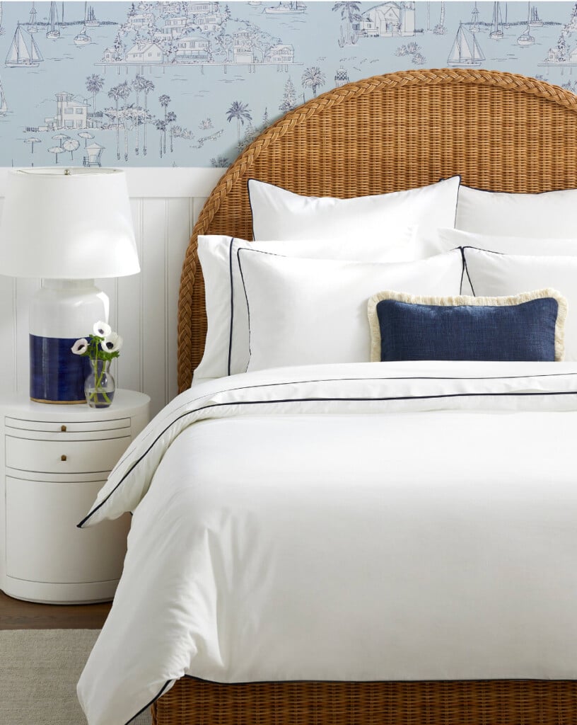 serena and lily lamp on nightstand in bedroom photo