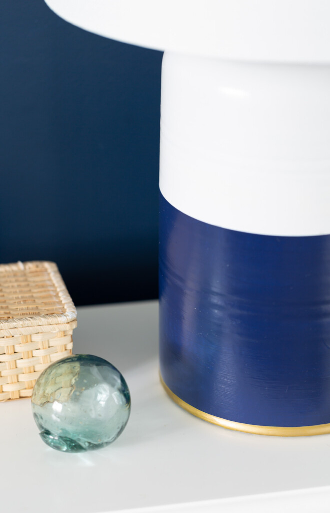 close up of details on spray painted lamp