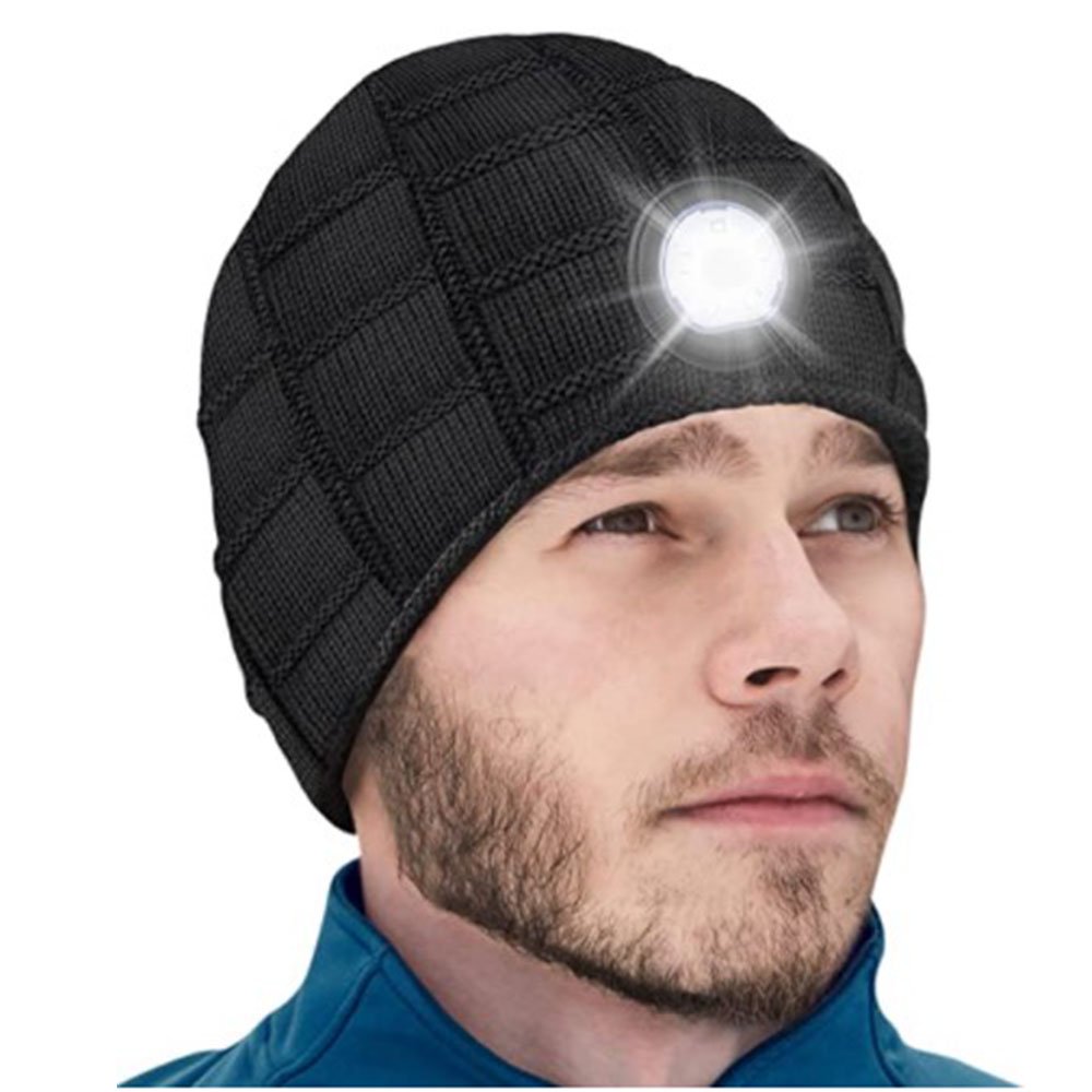 mens beanie with an LED light
