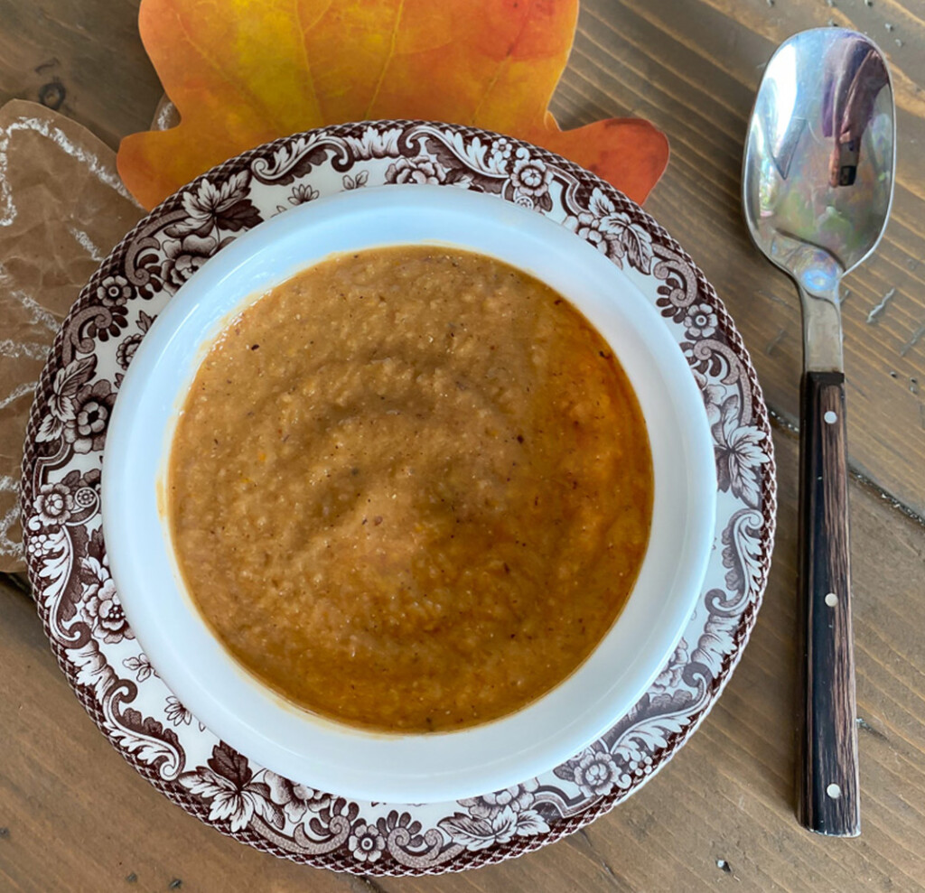 close up of black-eyed pea soup