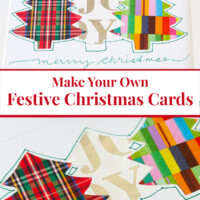 Make your own Festive Christmas cards using holiday gift wrap.