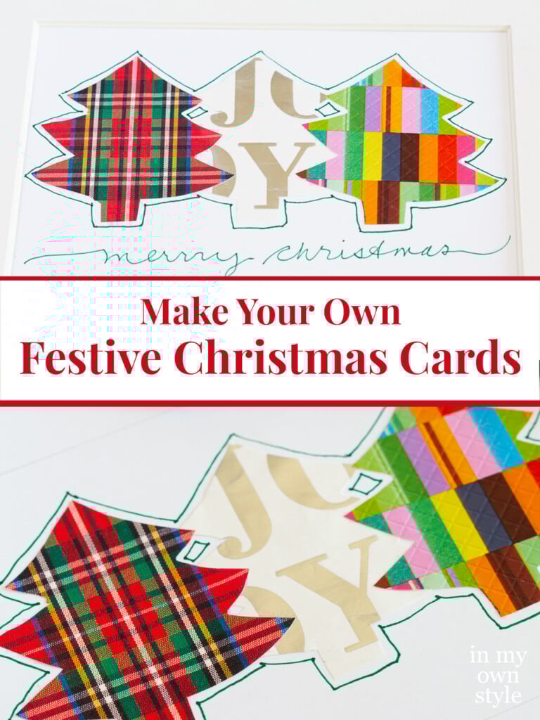 Make your own Festive Christmas cards using holiday gift wrap.
