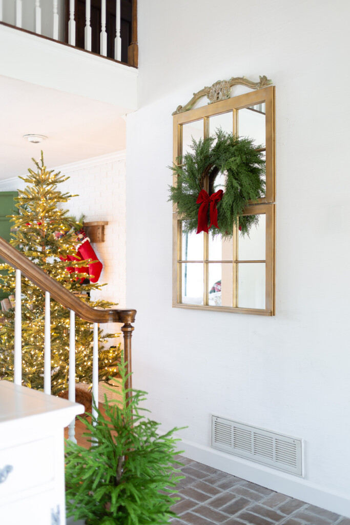 Foyer decorated for Christmas