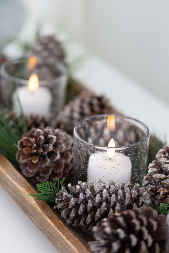 candle votive in dough bowl