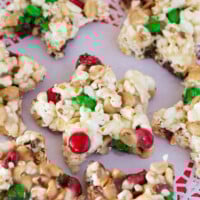 a tray of Christmas popcorn cake stars