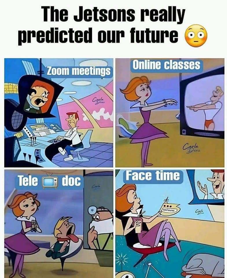 4 images of how the future technology in the Jetsons has come true.