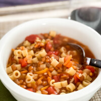 A close up photo of a bowl of Rustic Tomato Soup