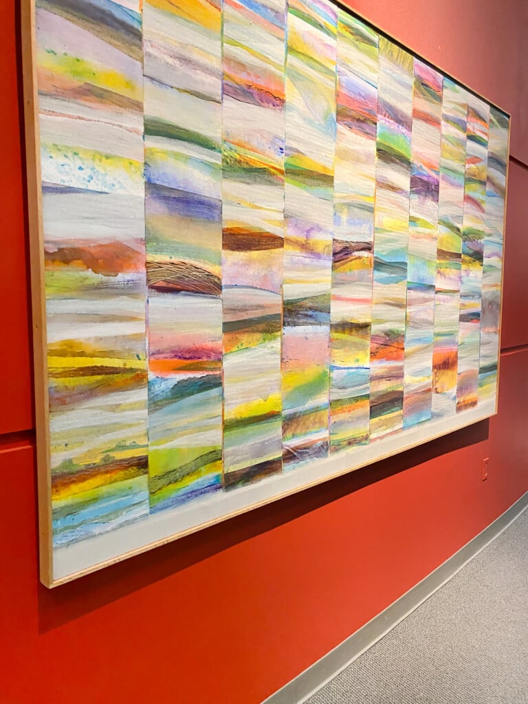 modern art on an orange wall