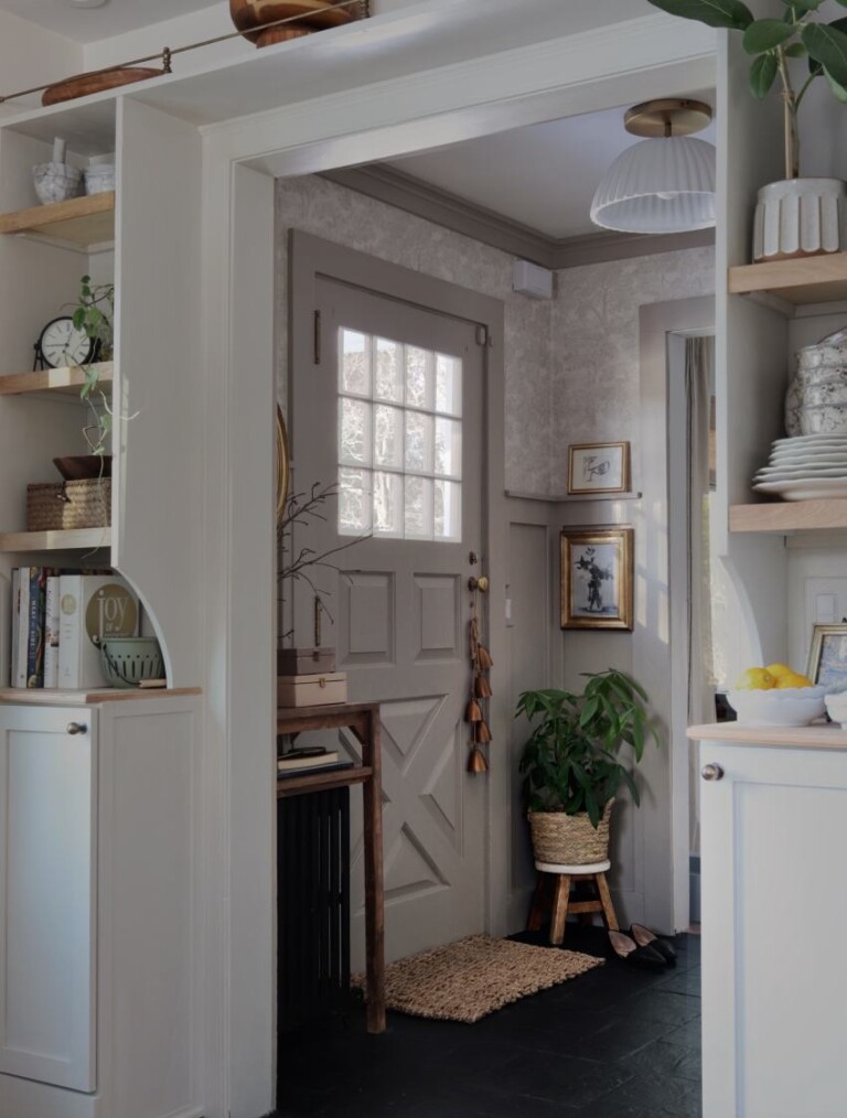 neutral decorating colors in a foyer refresh