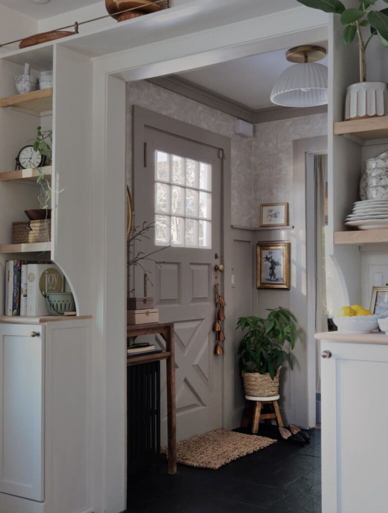 neutral decorating colors in a foyer refresh