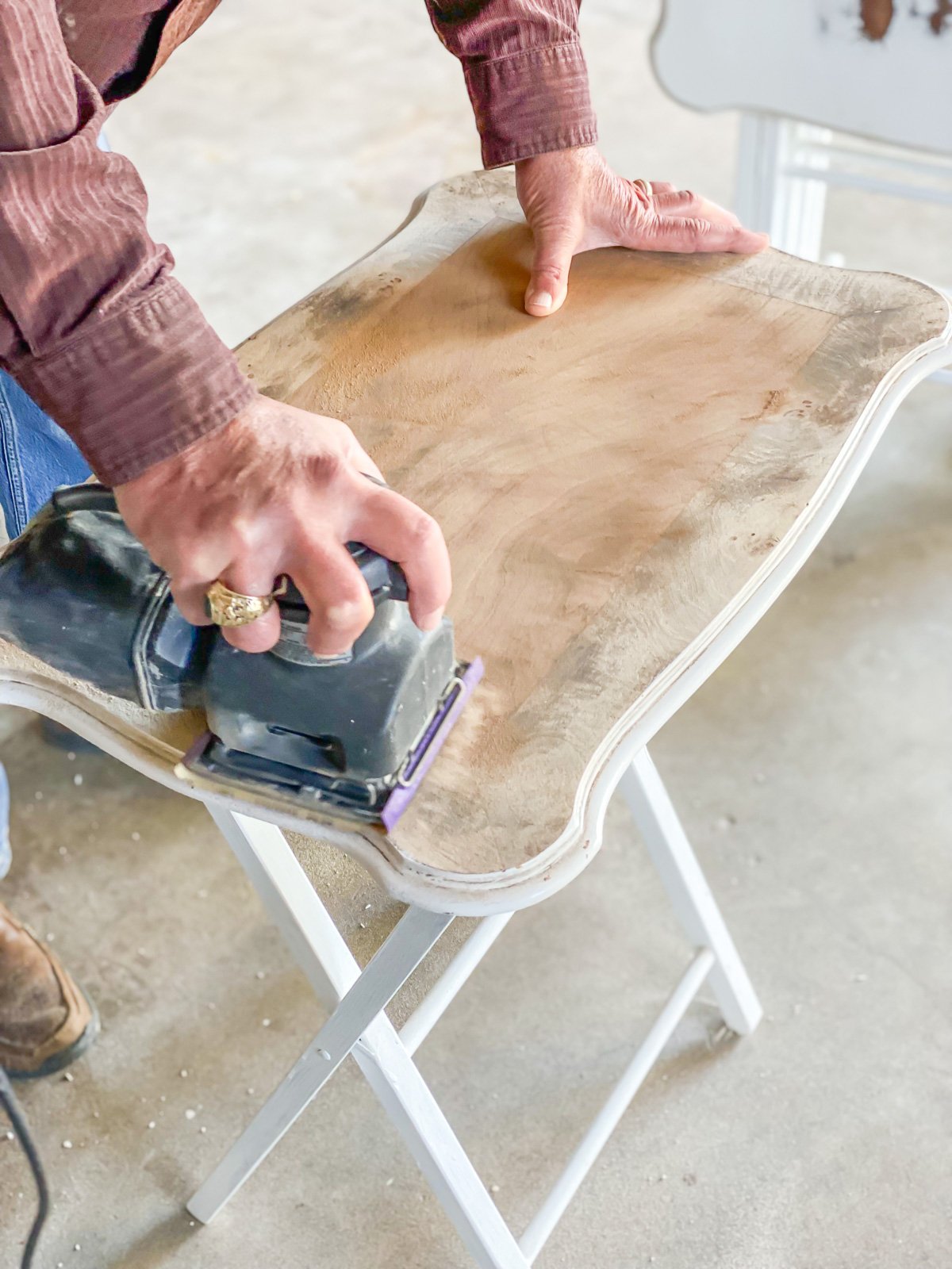 how to sand furniture before decoupage.