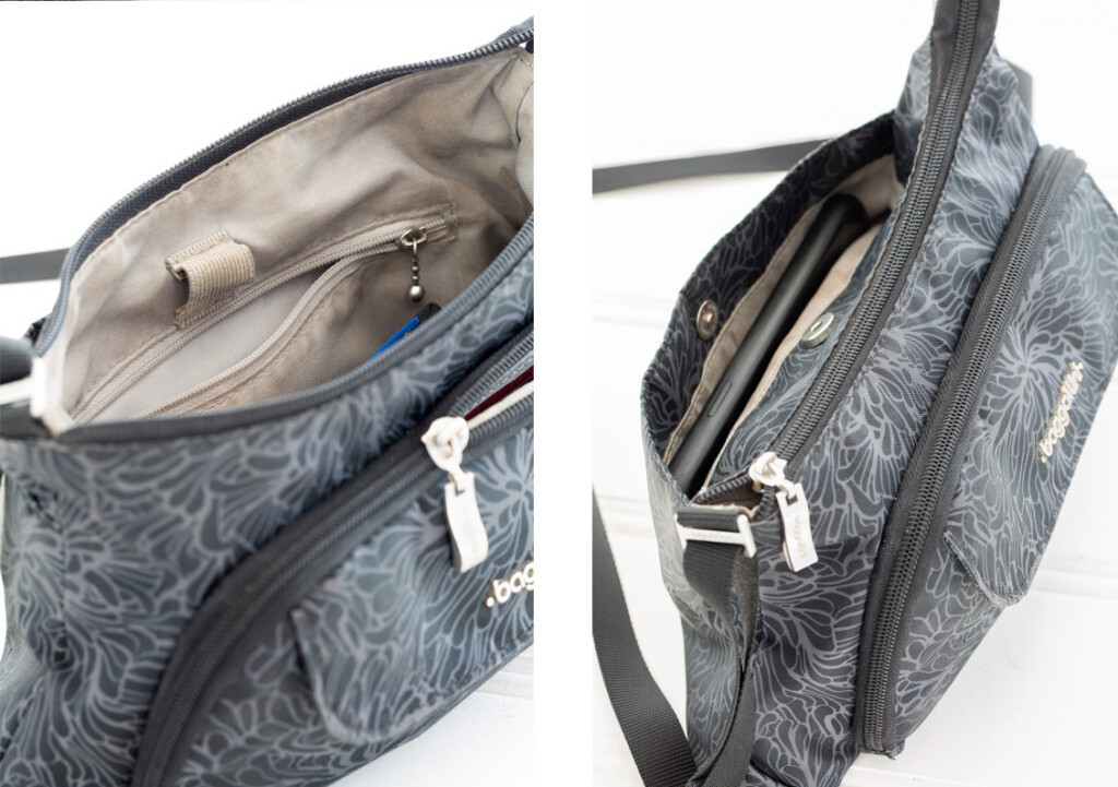 two images showing the main section of my bag