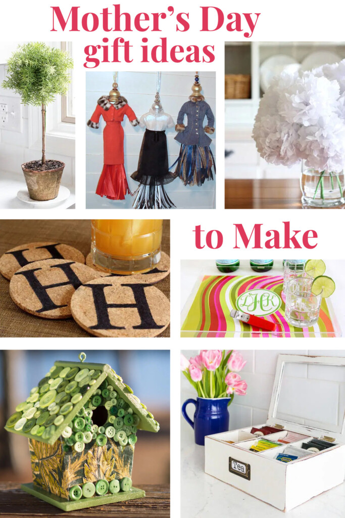 Mother's Day gift ideas to make. Image shows 7 ideas. 