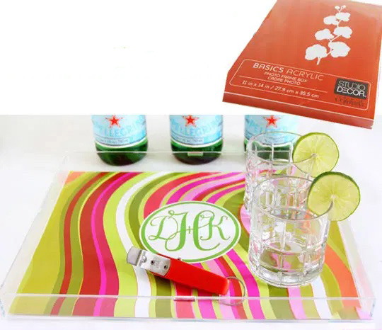 Clear acrylic frame becomes a chic bar tray