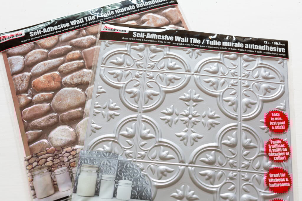 self adhesive wall tiles from the dollar store used to upcycle picture frames.