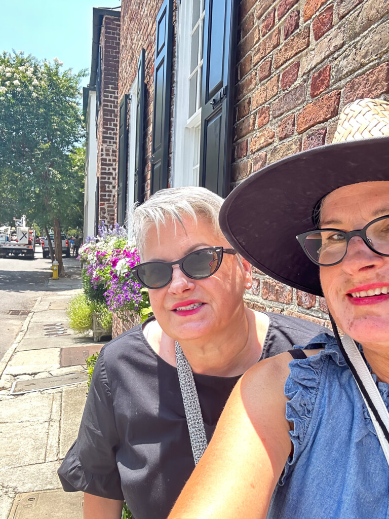 My sister and I on a narrow street in Charleston, SC