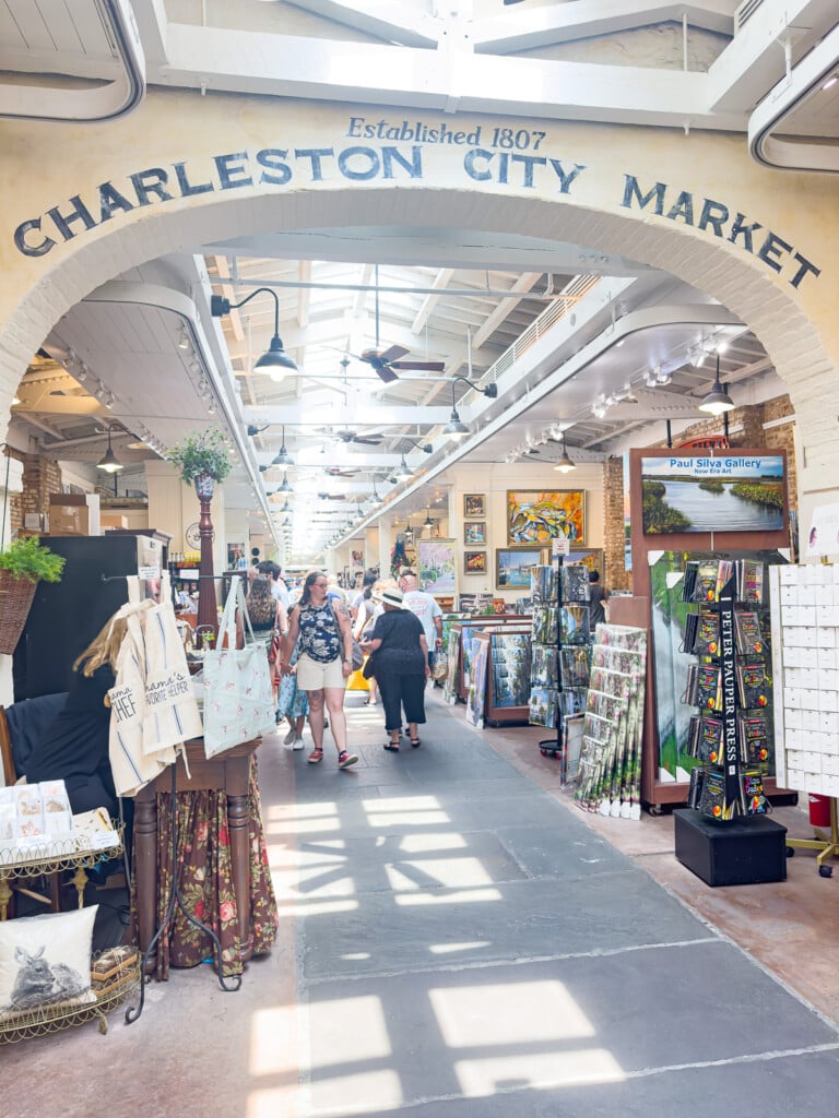 Inside Charleston City Market shopping.