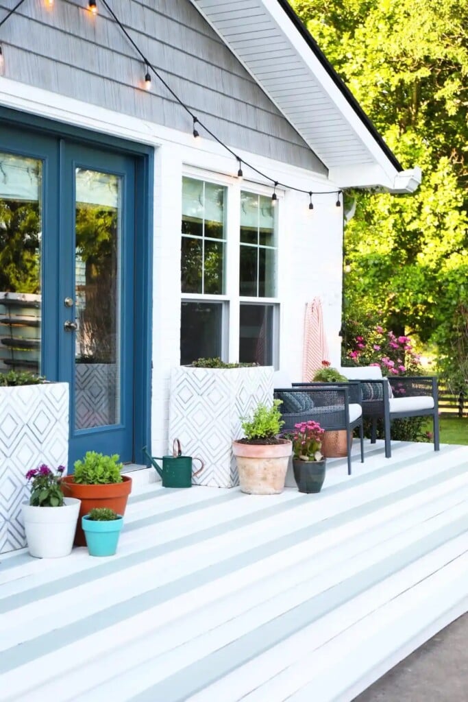 colorful backyard deck
