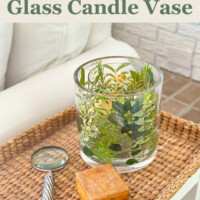 DIY Decor in minutes - Fresh Greenery Glass Vase idea to decorate a table or use as a centerpiece.