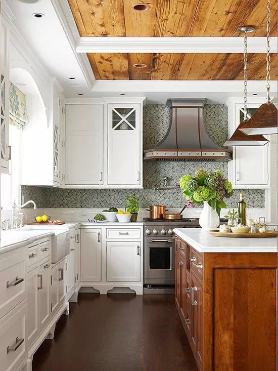 rustic kitchen with a mix of white and wood