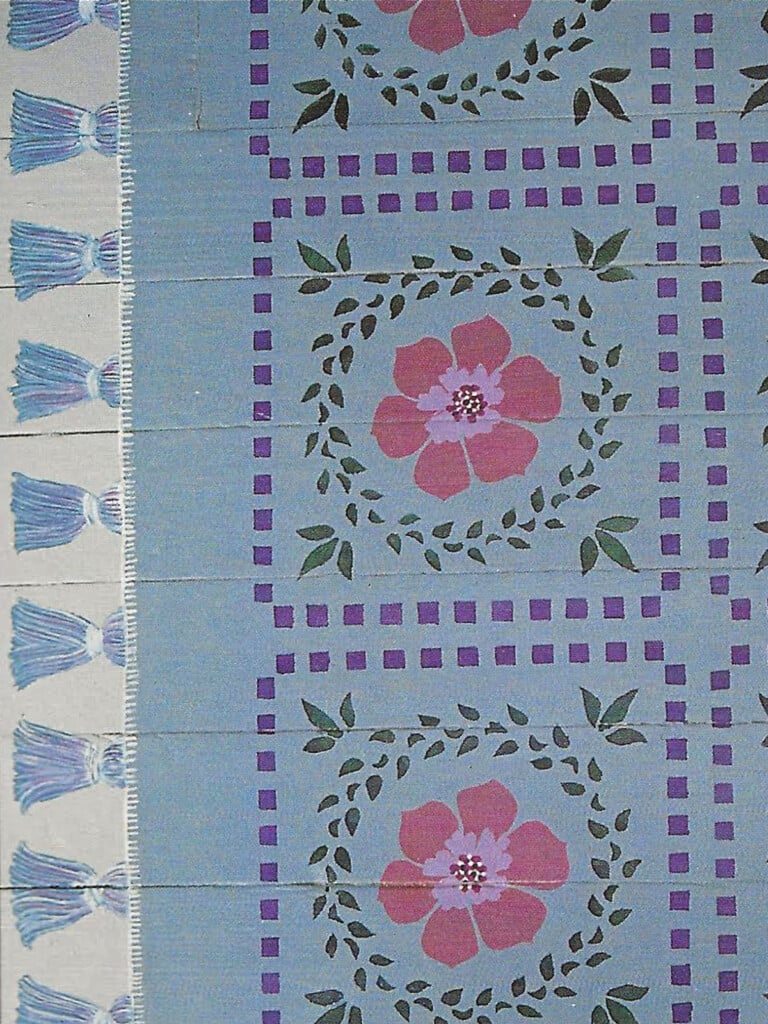 Close-up-of-stenciled-floor-rug