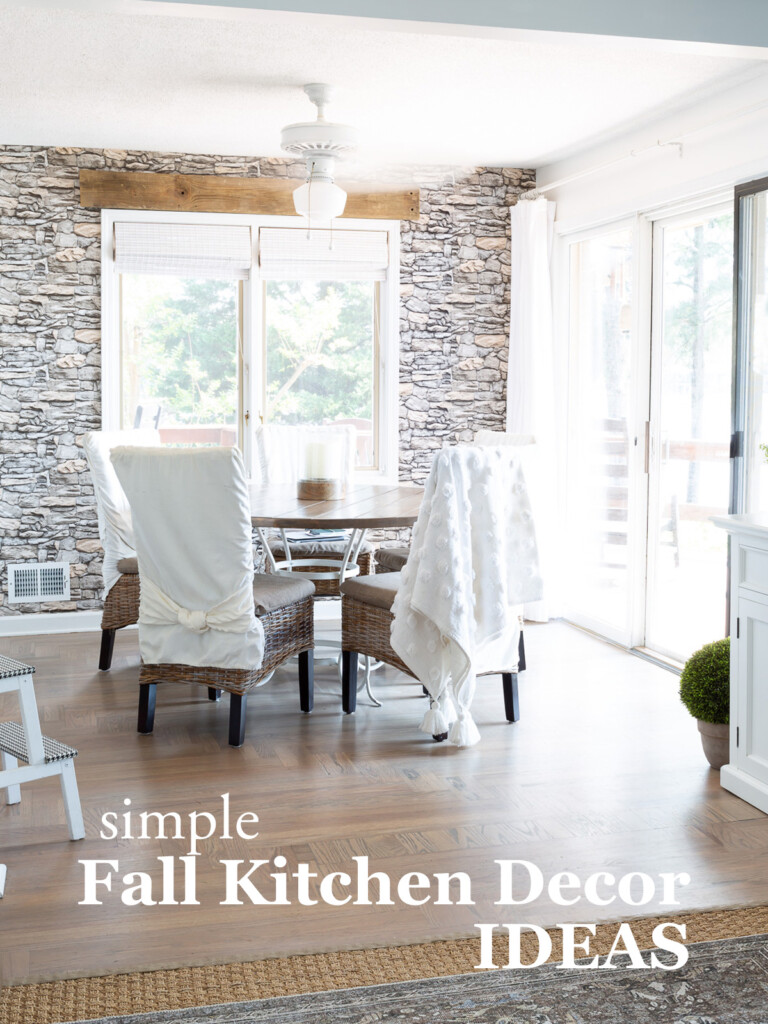 simple fall kitchen decor ideas in a neutrally decorated space.