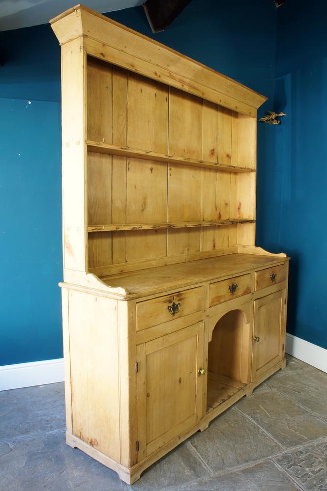 Side view of antique pine hutch from Chairish
