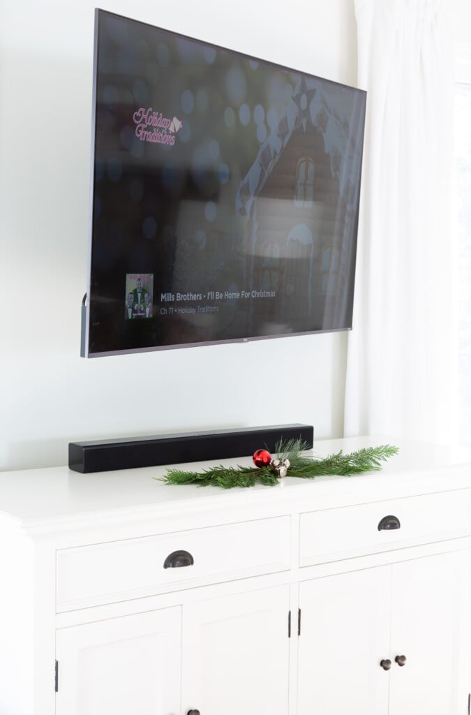 Empty sideboard under wall mounted TV