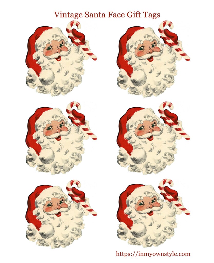 Vintage Santa Face gift tags - free printable