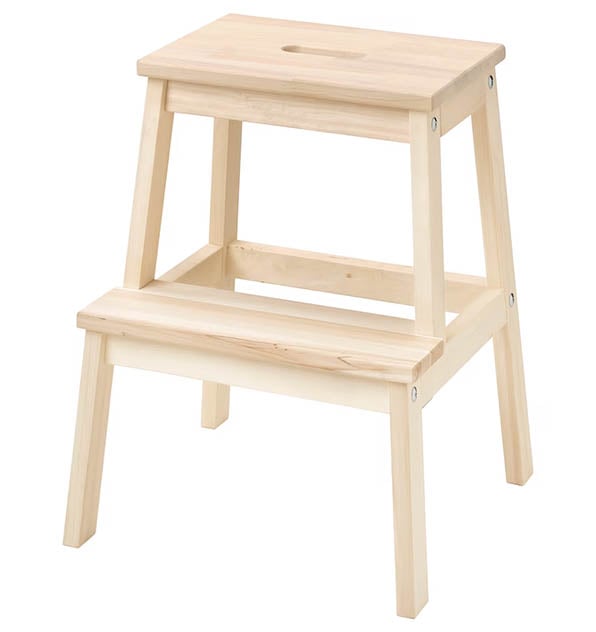 IKEA BEKvam wood step stool in its natural state.