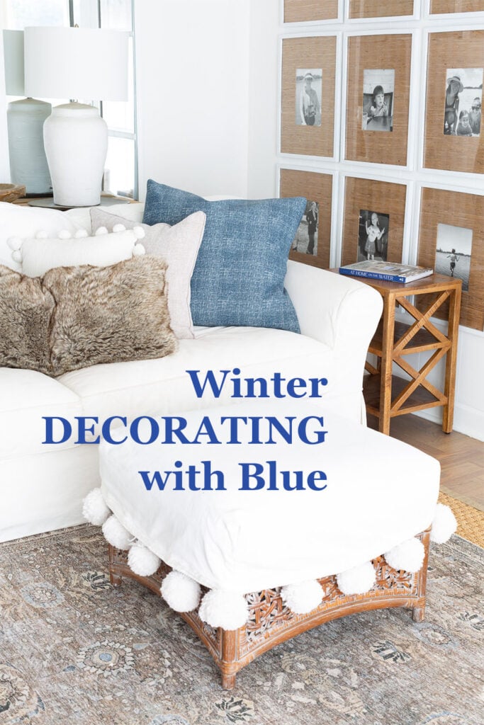 Winter home decorating ideas using the colors blue and white.
