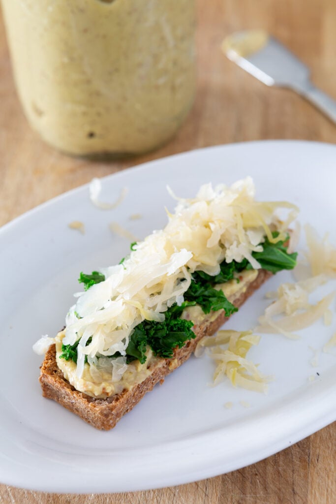 Buckwheat toast with a savory topping.