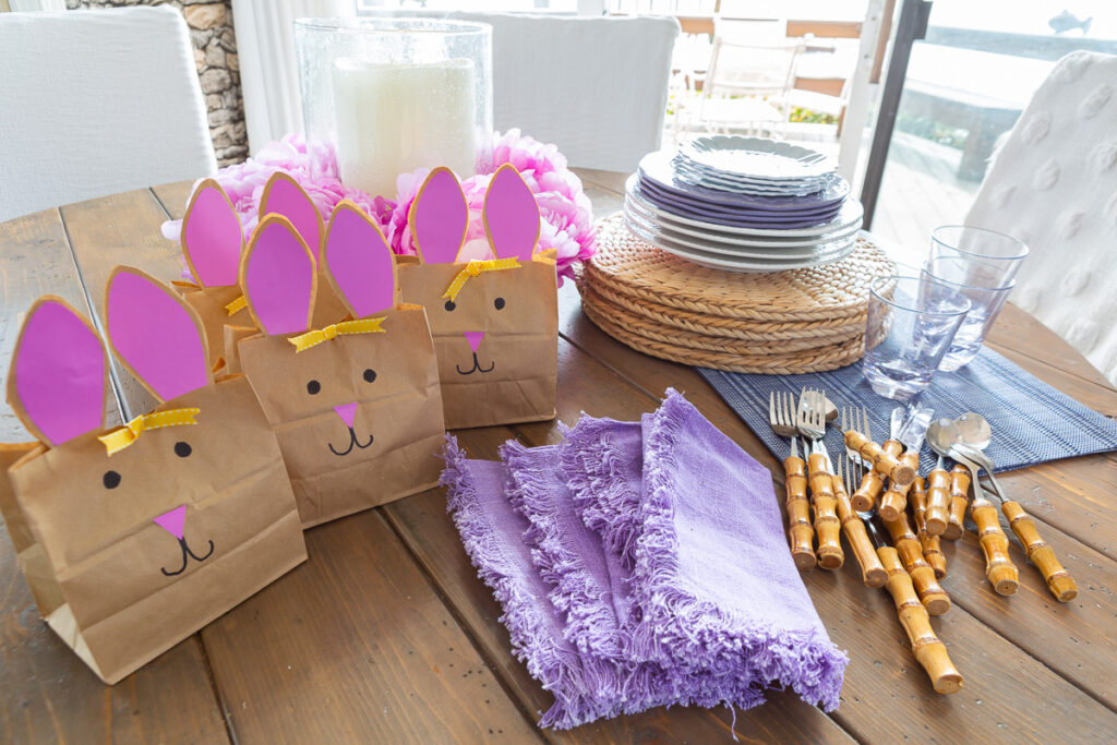 Setting up an Easter table for Brunch