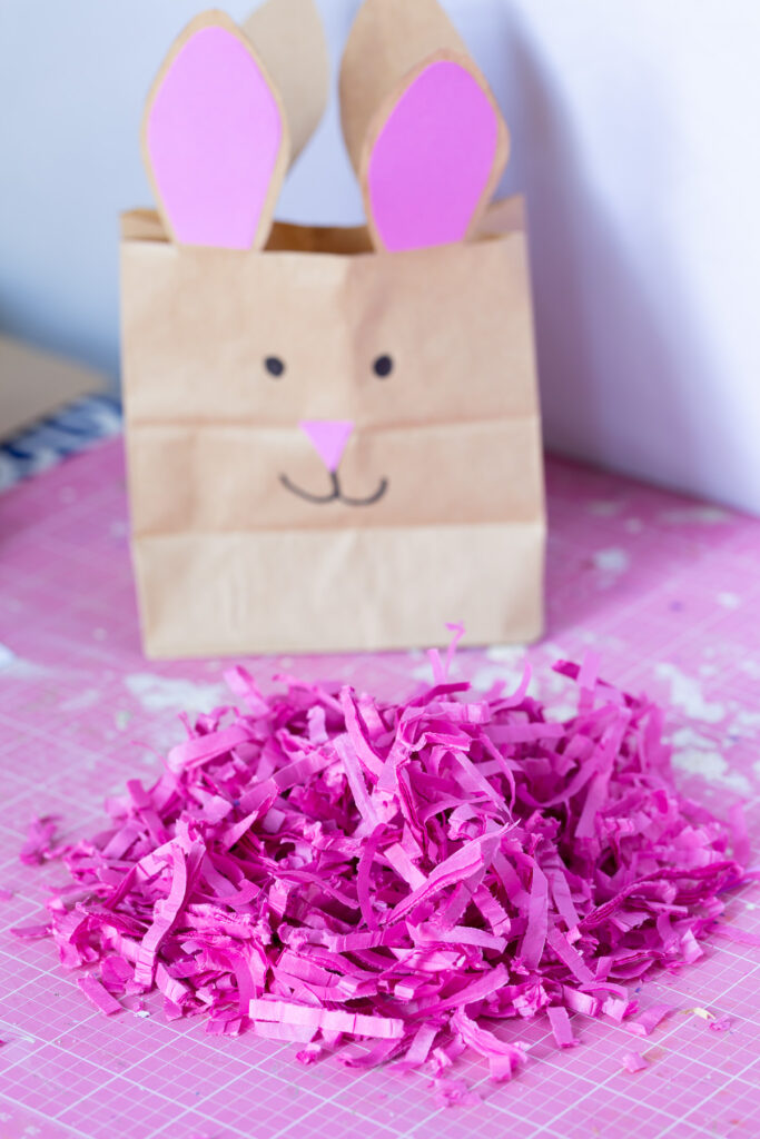 Make Easter grass by shredding tissue paper in an office shredder.