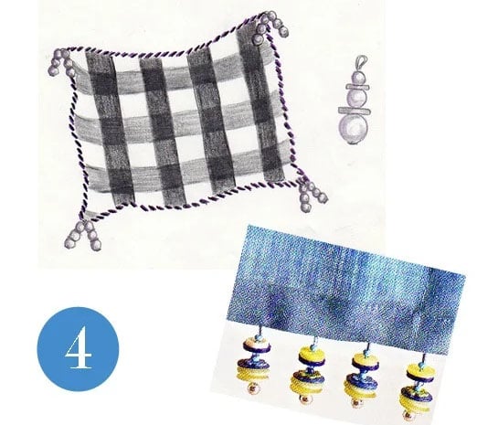 How to idea to make your own decorative beaded trim for towels, pillows and more.