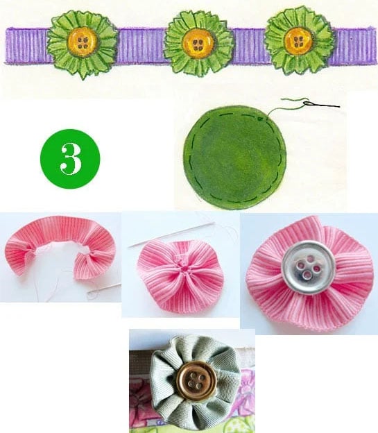How to idea to make your own decorative fabric or ribbon rosette trim for towels, pillows and more.