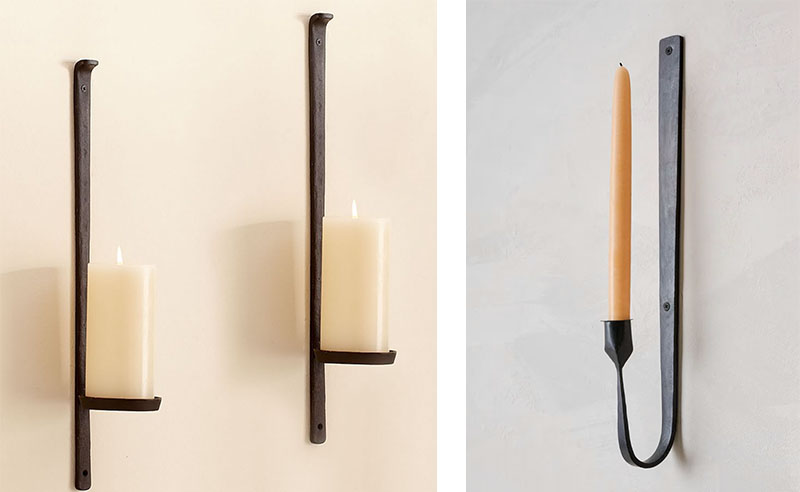 forged iron candle scones from Pottery Barn and Magnolia Home