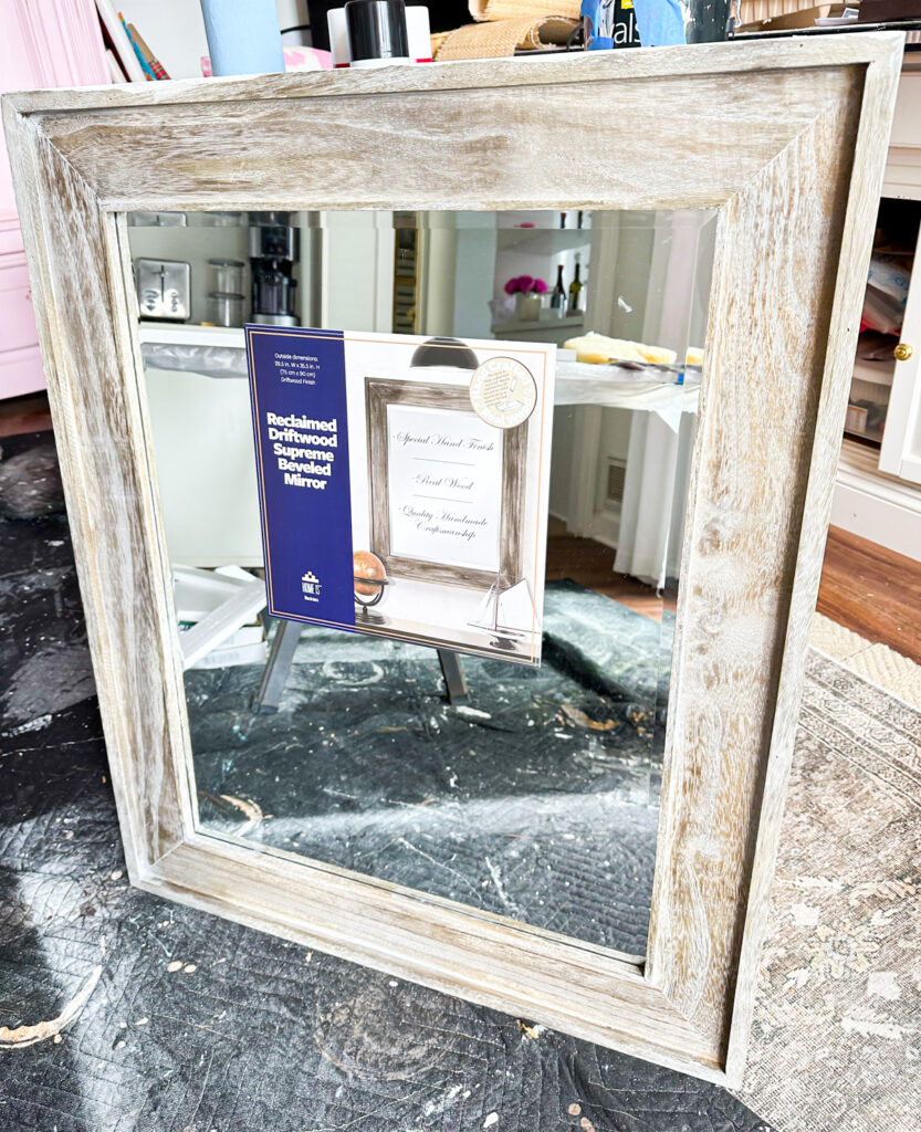 rustic wood framed large mirror
