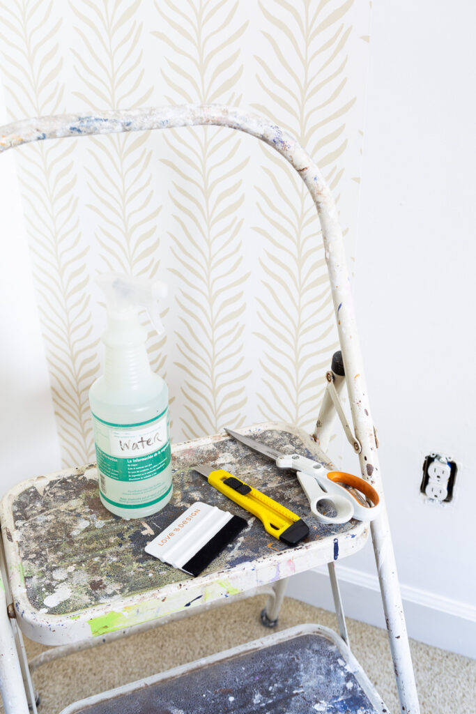 Supplies needed to install Love vs Design wallpaper.