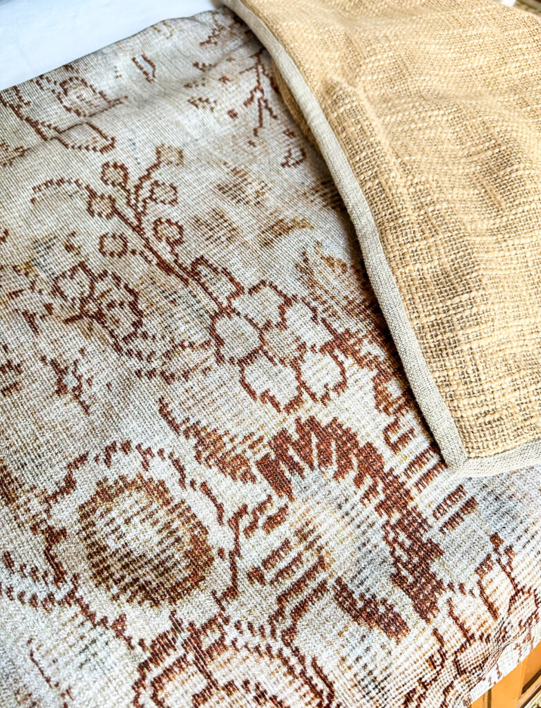 close up of fall colored throw pillow covers from Pottery Barn