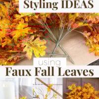Image showing Home decor styling ideas using faux fall leaves